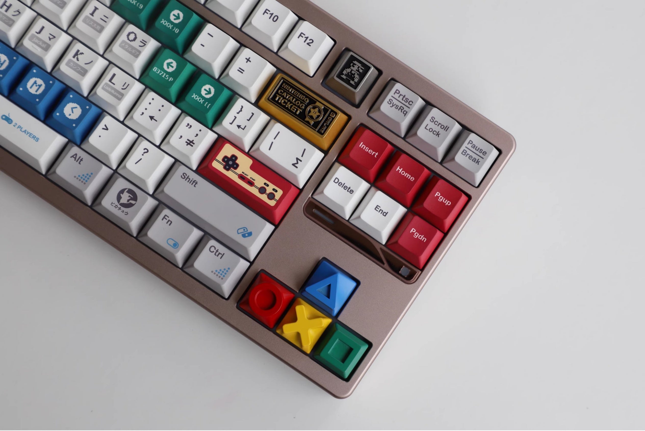 Game controller symbol metal Artisan Keycaps. Set of 4. Colorful / Gray