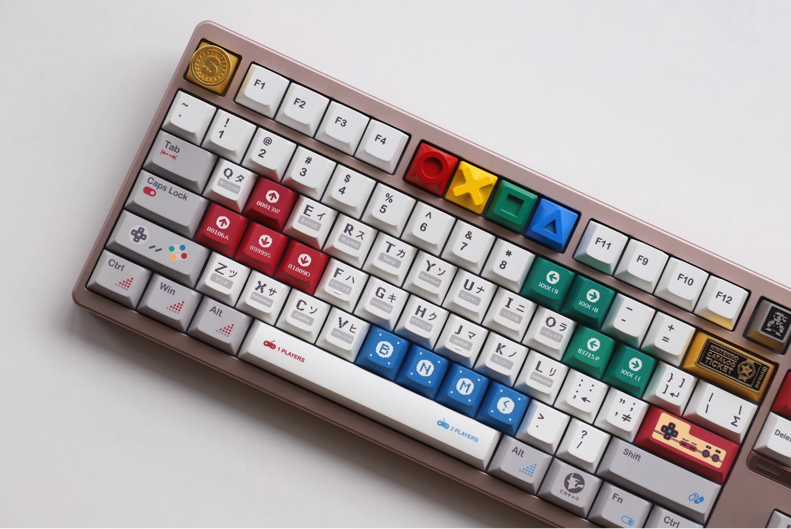 Game controller symbol metal Artisan Keycaps. Set of 4. Colorful / Gray