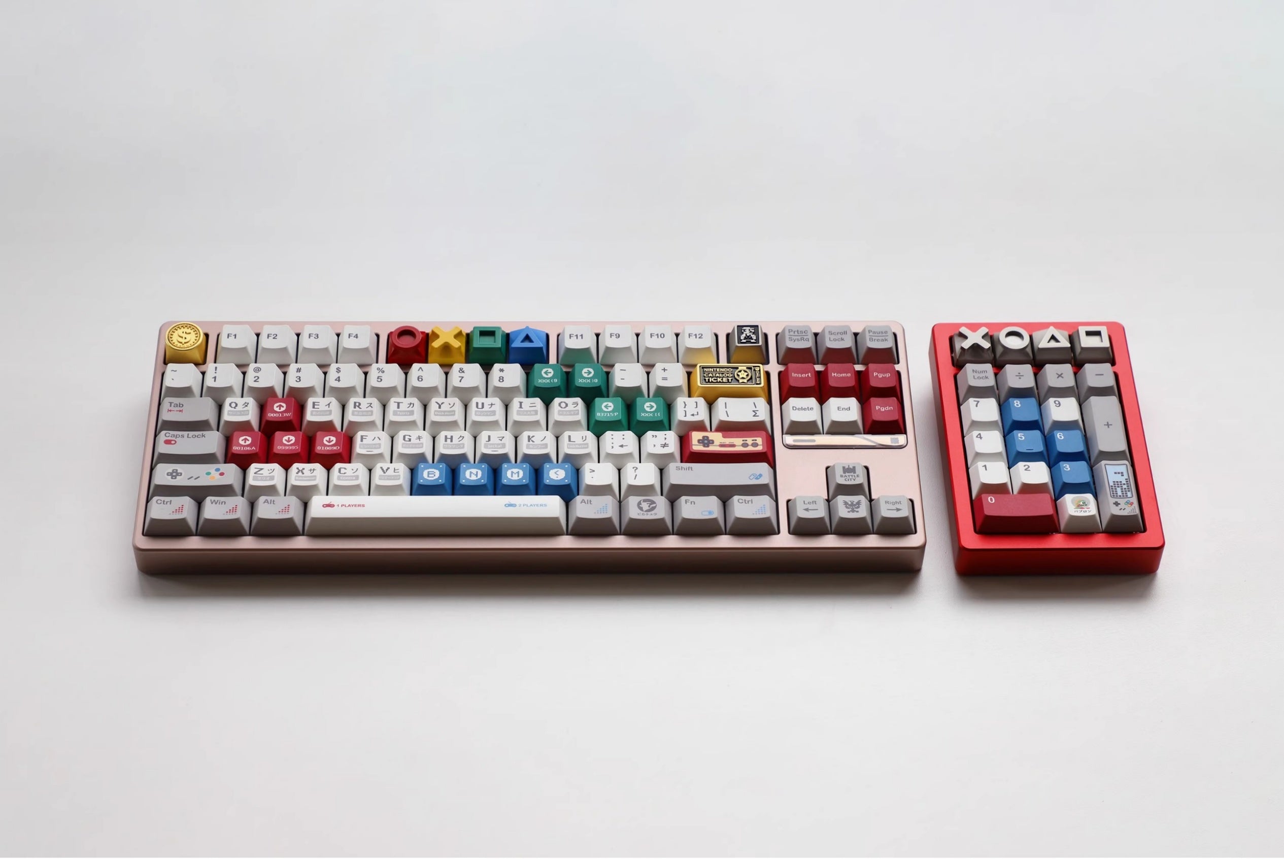 Game controller symbol metal Artisan Keycaps. Set of 4. Colorful / Gray