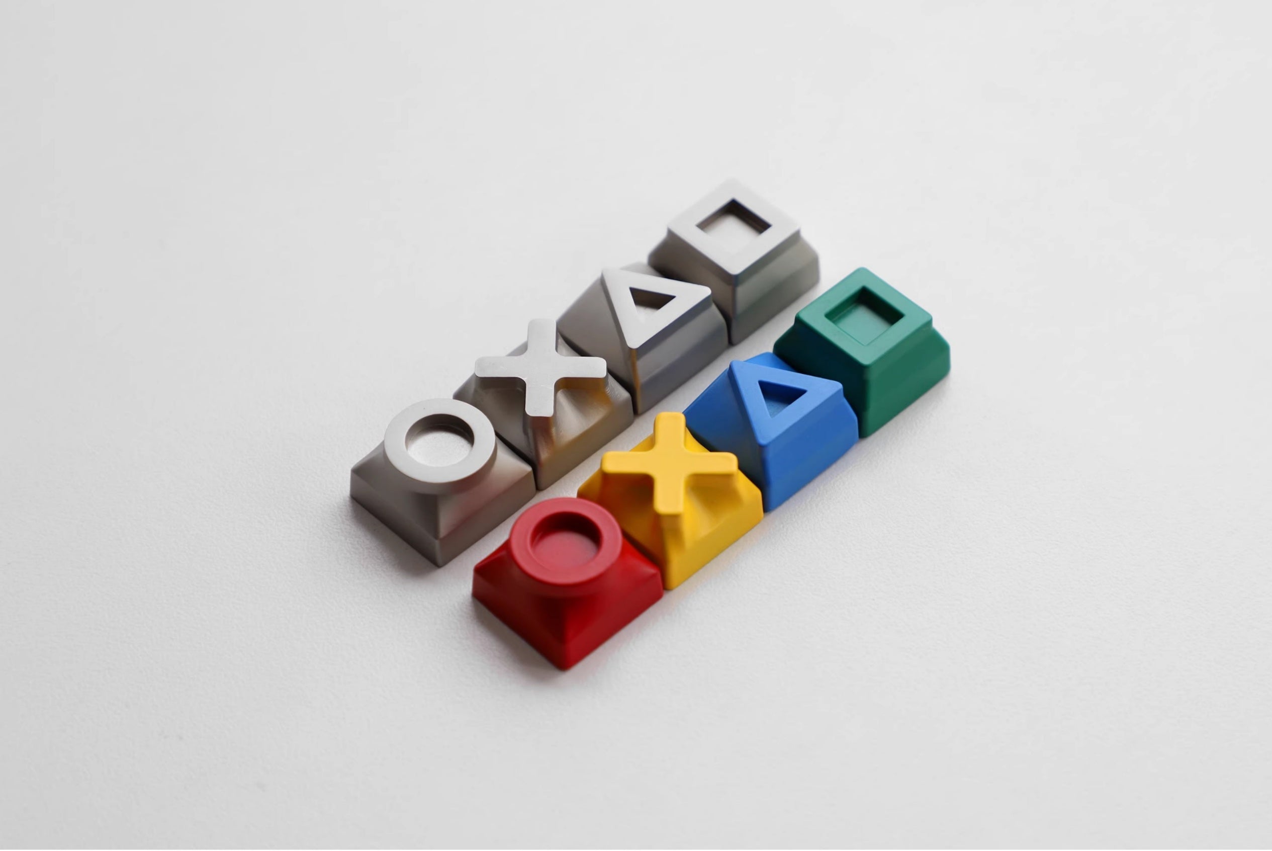 Game controller symbol metal Artisan Keycaps. Set of 4. Colorful / Gray