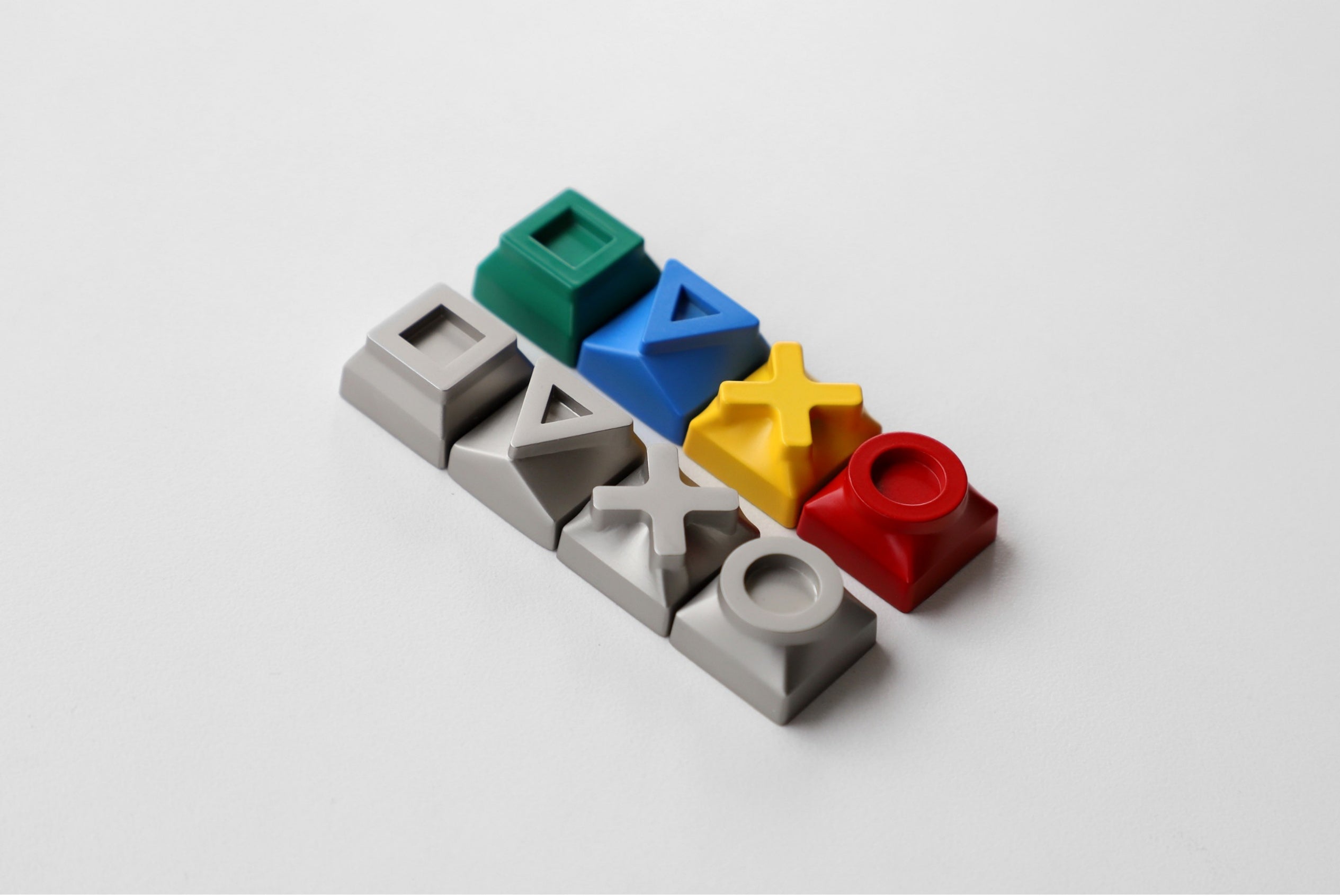 Game controller symbol metal Artisan Keycaps. Set of 4. Colorful / Gray