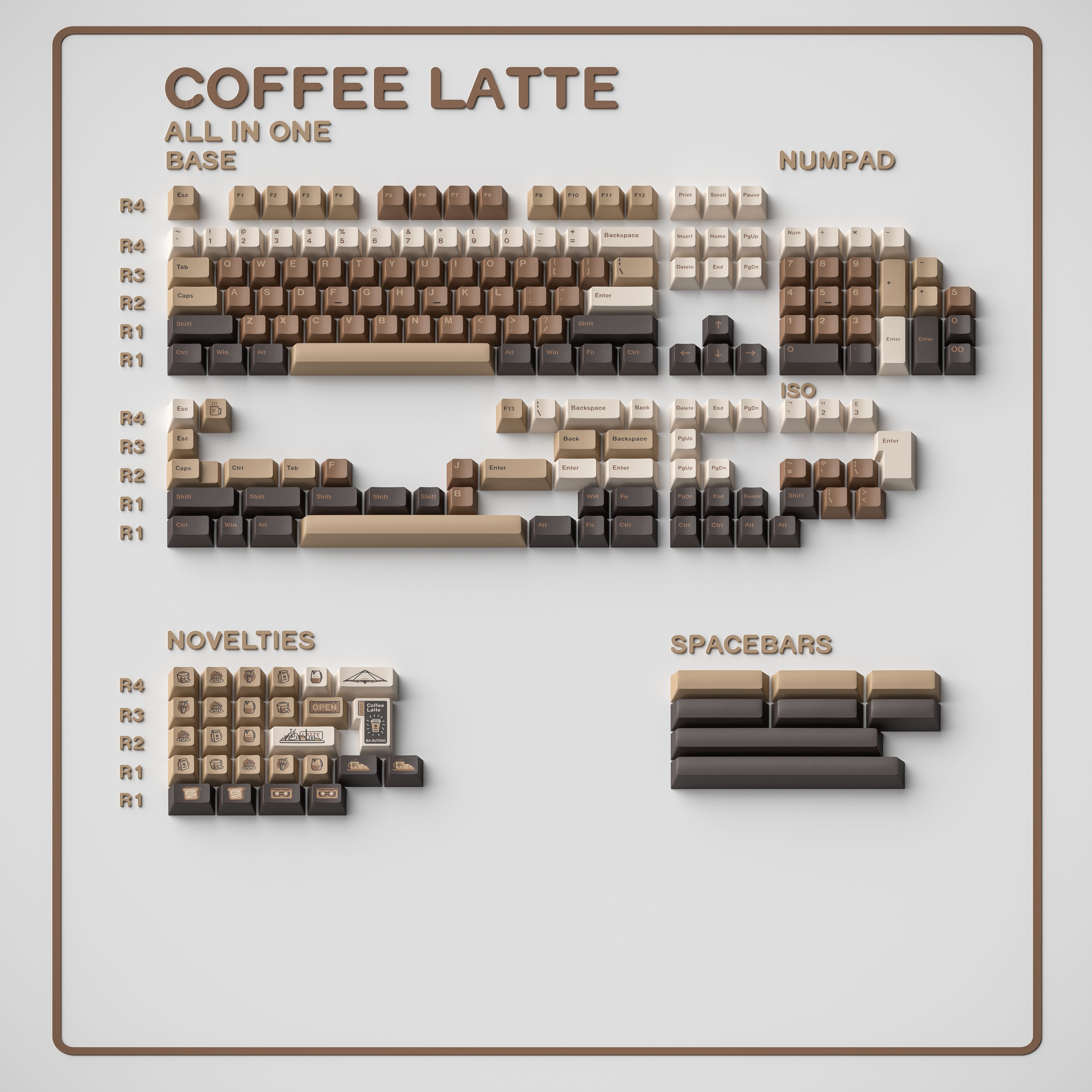 ALOHAKB COFFEE LATTE Cherry Profile Keycaps