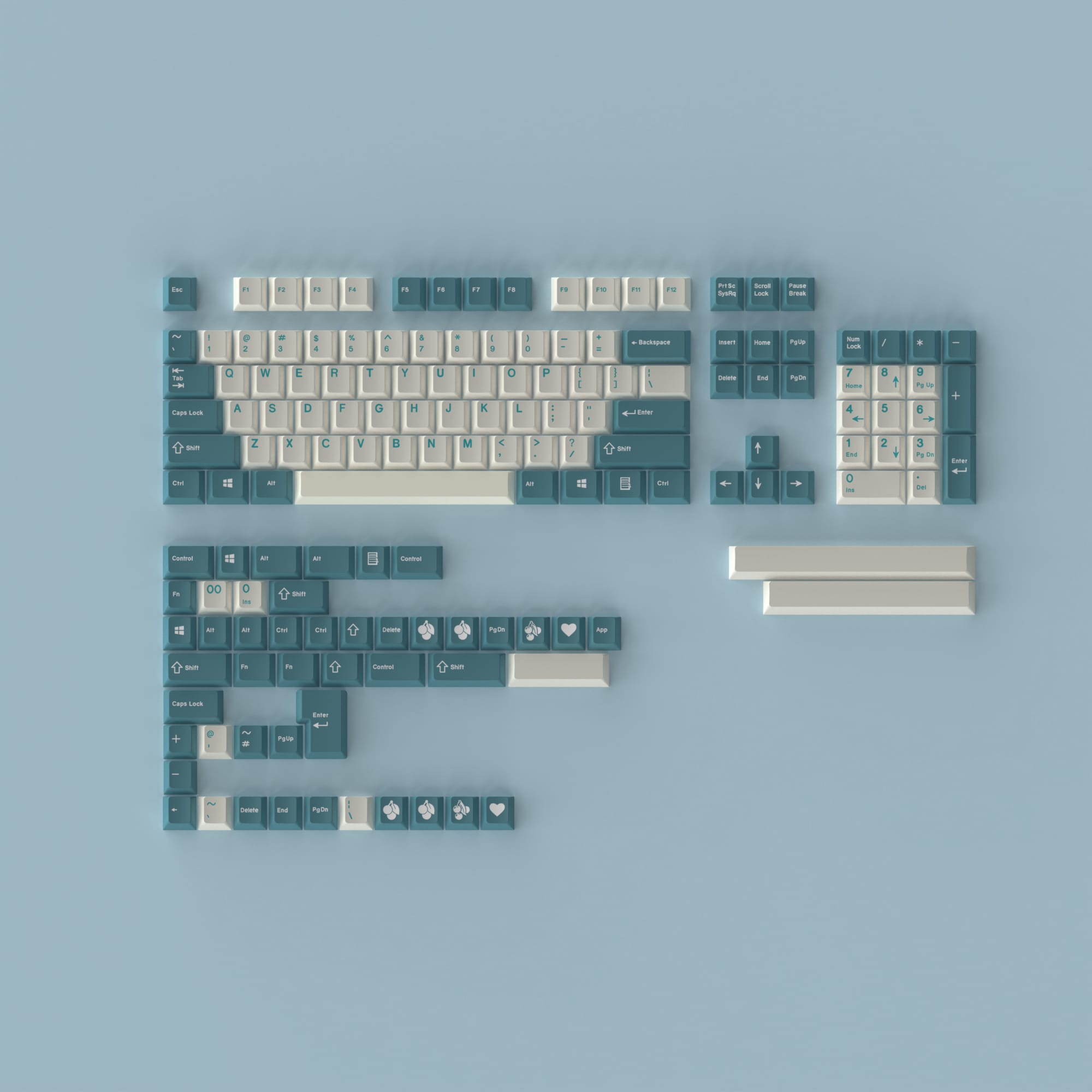 EPBT Green White Doubleshot ABS Keycaps Set