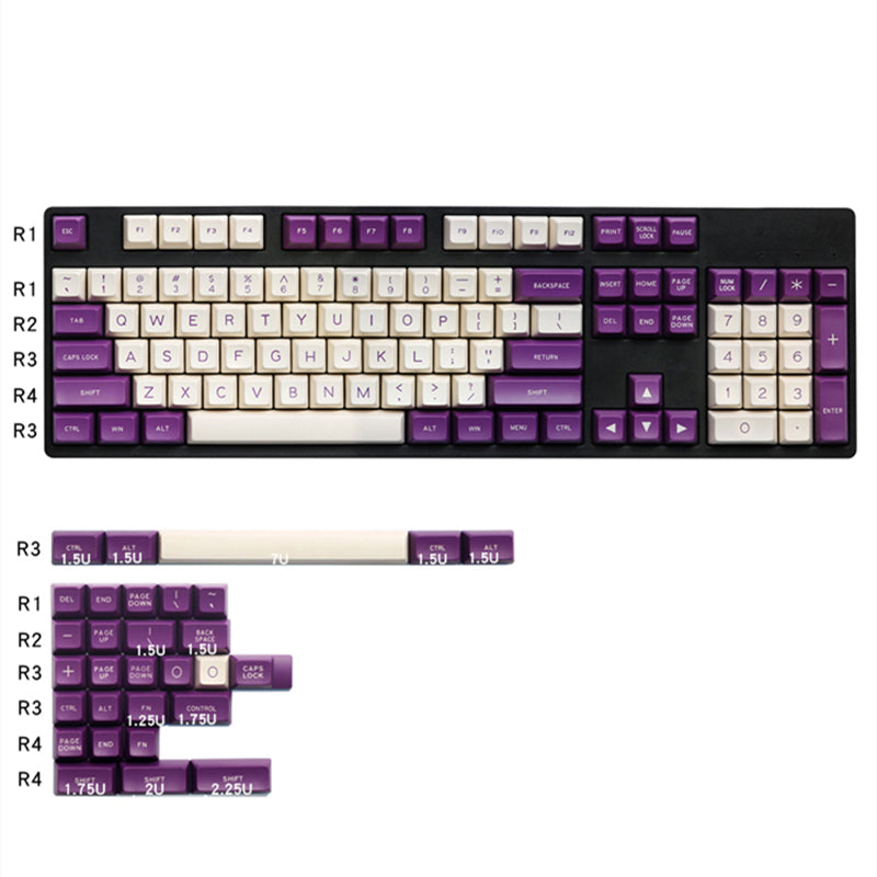 MAXKEY Purple White SA Profile Doubleshot ABS Keycaps Set