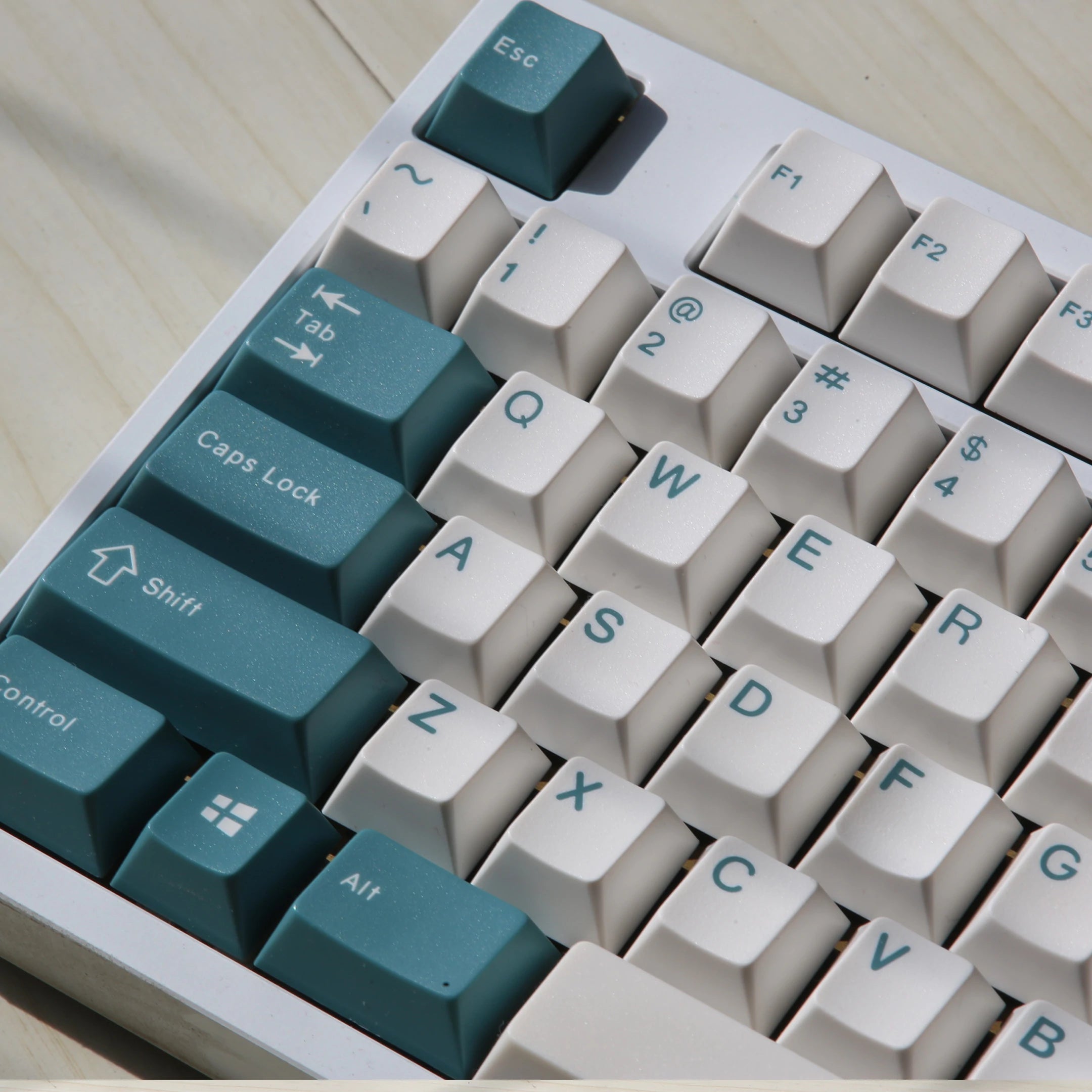 EPBT Green White Doubleshot ABS Keycaps Set