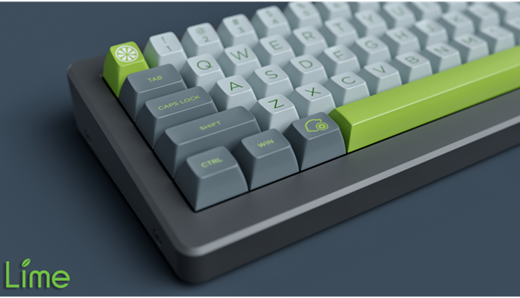 MAXKEY Lime SA Profile Doubleshot ABS Keycaps Set