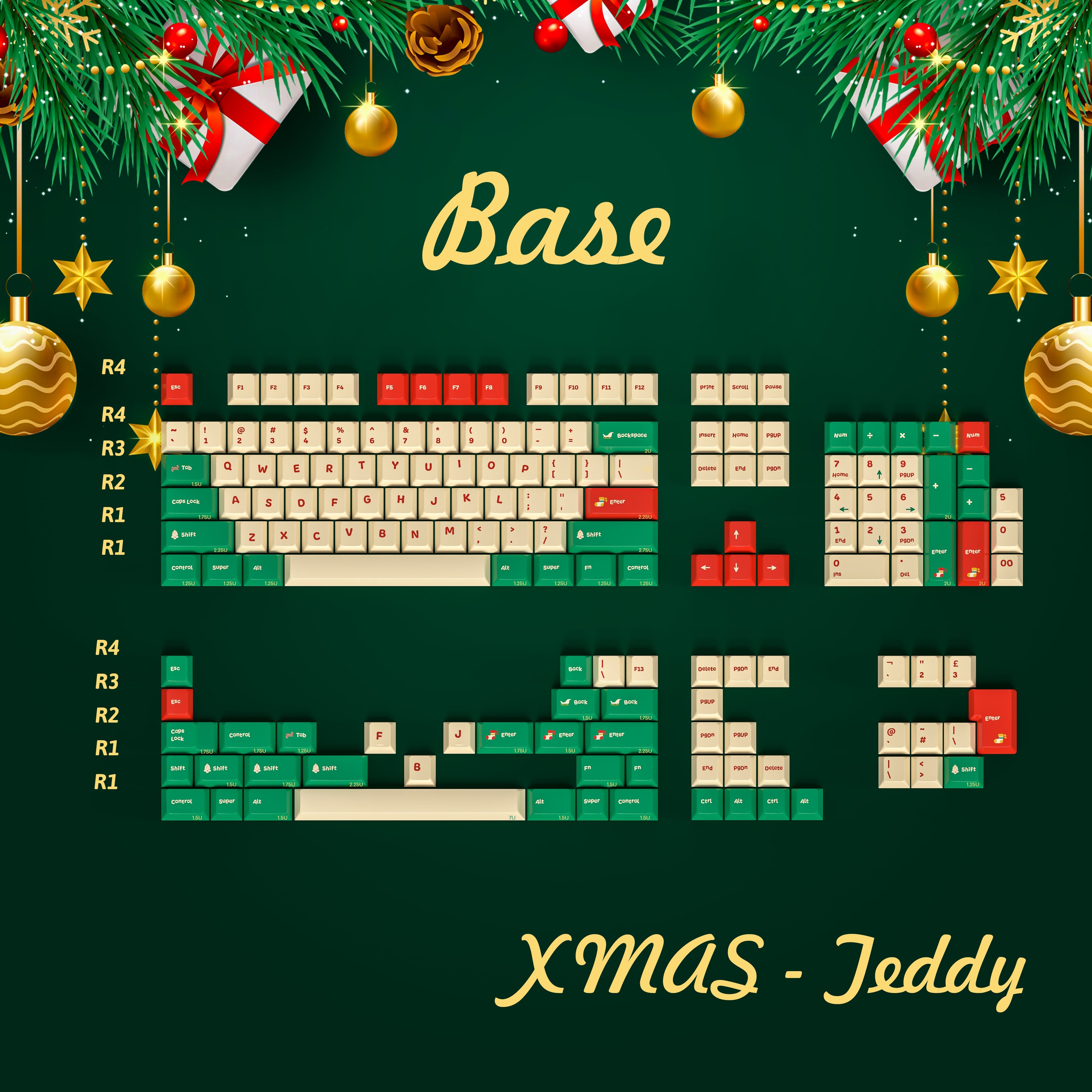 ALOHAKB Xmas-Teddy Bear Keycaps Set