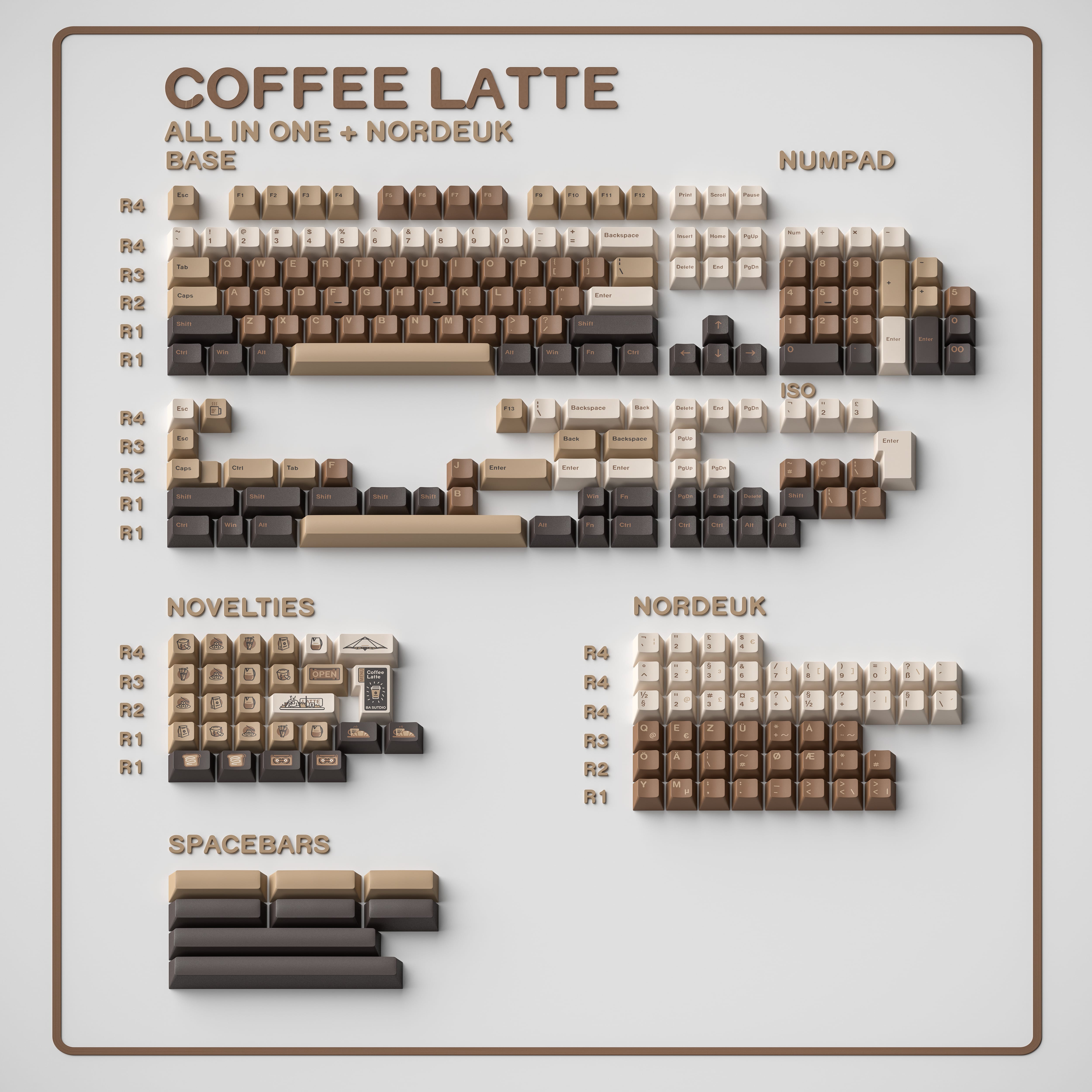 ALOHAKB COFFEE LATTE Cherry Profile Keycaps