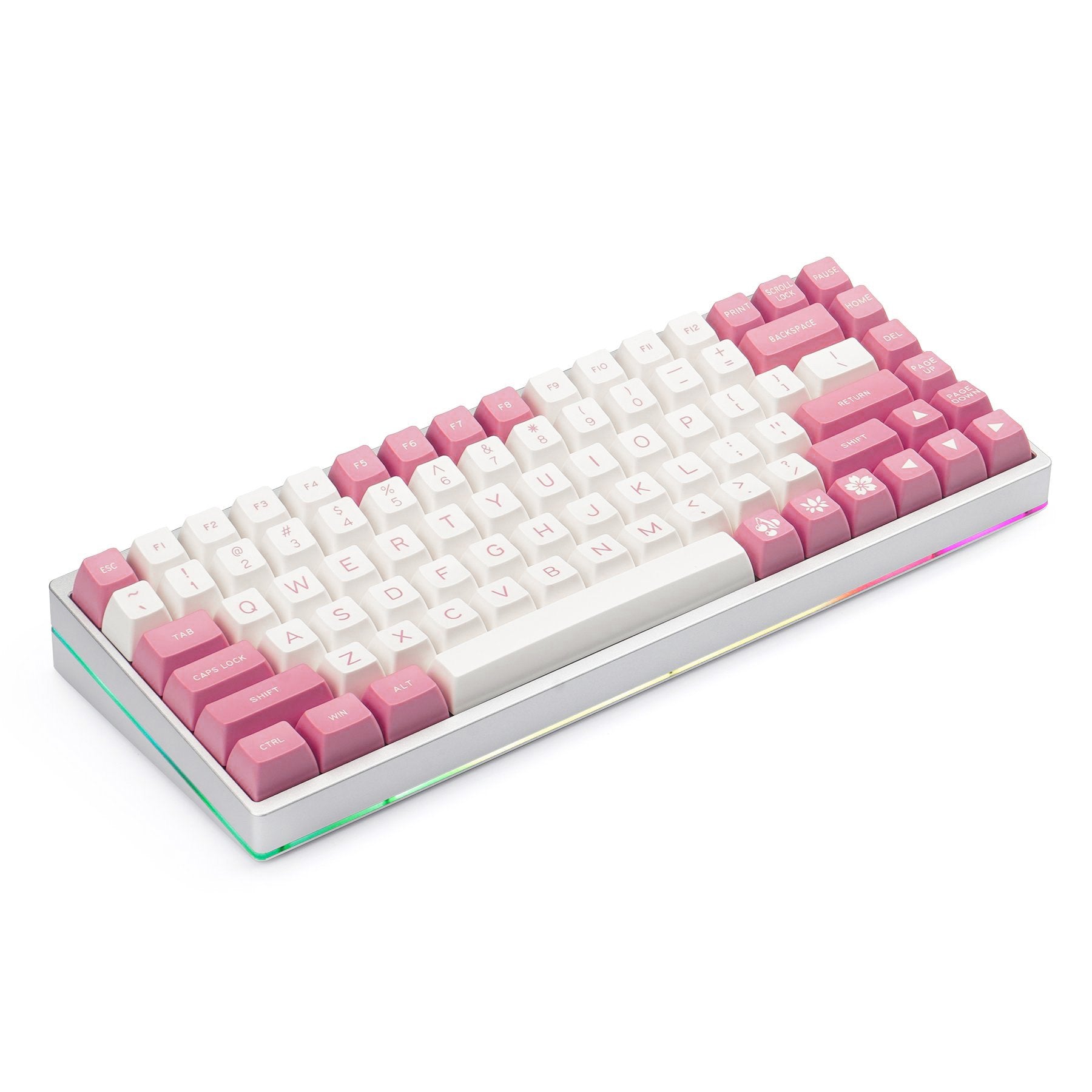 MAXKEY Pink White SA Profile Doubleshot ABS Keycaps Set