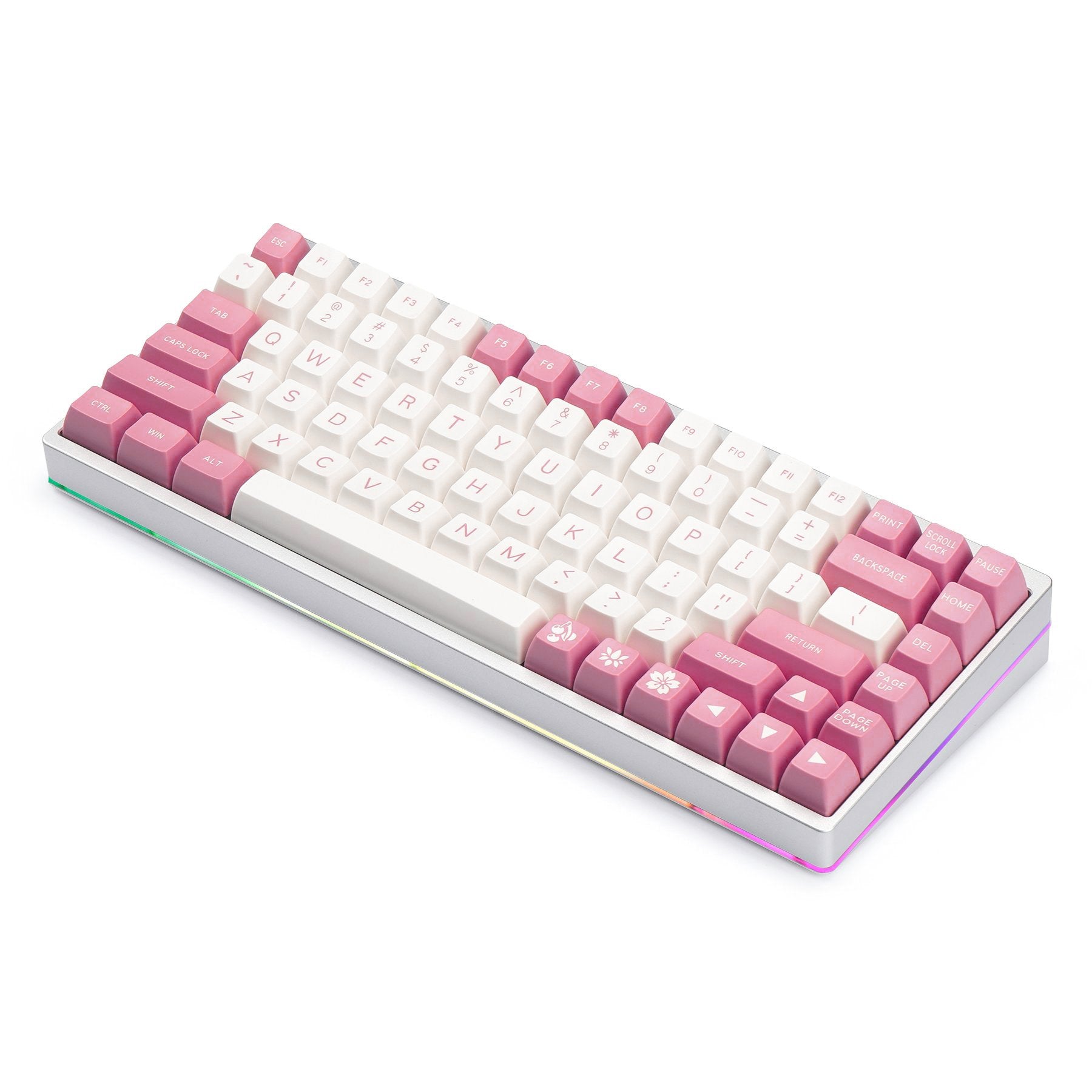 MAXKEY Pink White SA Profile Doubleshot ABS Keycaps Set